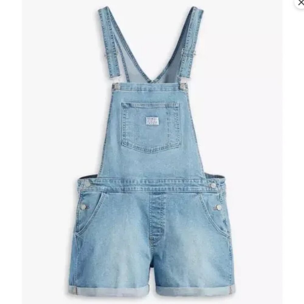 Levi’s Women’s Vintage Shortall Light Wash Cuffed Denim Overalls Size 18W